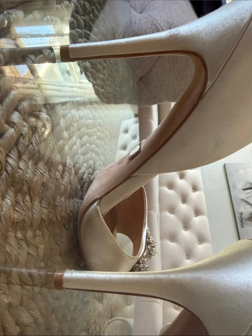 Badgley Mischka ivory satin